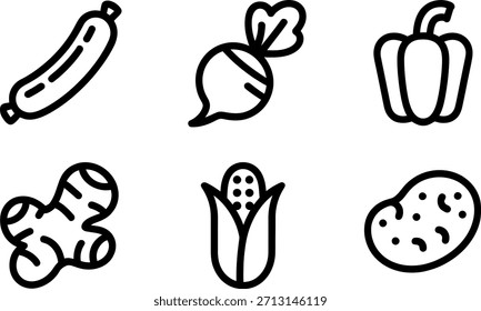 Variedade de legumes e especiarias em arte simples linha