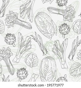 Assorted vegetables vector seamless pattern