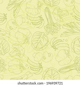 Assorted vegetables vector seamless pattern
