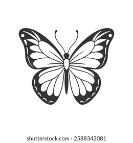 Assorted vibrant butterflies in various colors and patterns. Butterfly silhouette vector illustration art design. insects butterfly outline, tattoo, coloring, vector logo icon  on a white background.
