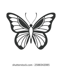 Assorted vibrant butterflies in various colors and patterns. Butterfly silhouette vector illustration art design. insects butterfly outline, tattoo, coloring, vector logo icon  on a white background.
