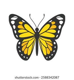 Assorted vibrant butterflies in various colors and patterns. Butterfly silhouette vector illustration art design. insects butterfly outline, tattoo, coloring, vector logo icon  on a white background.
