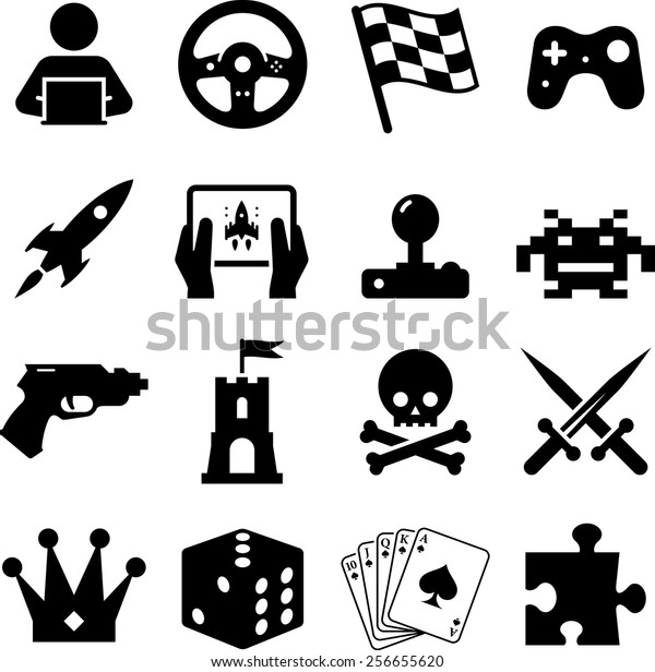 Assorted video game  icons\
and symbols