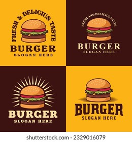 Sorgfältig gestaltete Burgerlogos mit einem Burgerbild in der Mitte