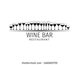 plantilla de diseño del logotipo vectorial de vidrio variado para restaurante y tienda de bodegas