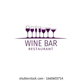 Logo-Design für die Vektorillustration von sortiertem Weinglas für das Restaurant und die Boutique