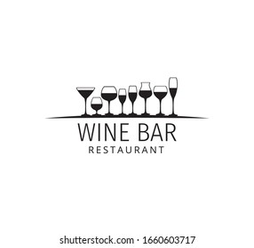 assorted wine glass vector logo design template for winery restaurant and shop