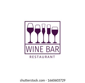 assorted wine glass vector logo design template for winery restaurant and shop