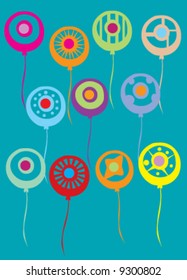 Assortment of abstract colorful balloons