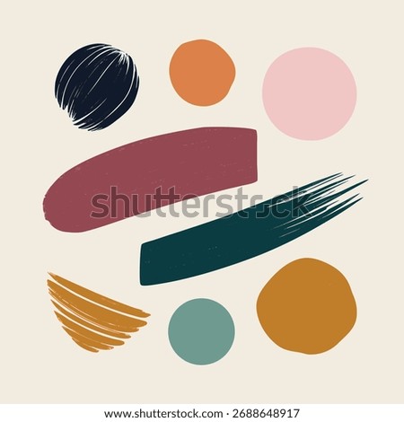 Assortment of Abstract Organic Shapes and Brush Strokes