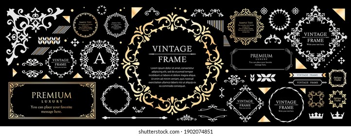 
Assortment of antique frame materials and decorative materials for design