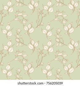 Assortment autumn seamless pattern for wallpaper, website or textile printing Hand drawn endless illustration of bright elements on light background