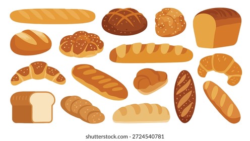 Sortiment von Backwaren einschließlich Baguettes Brot und Croissants Backwaren