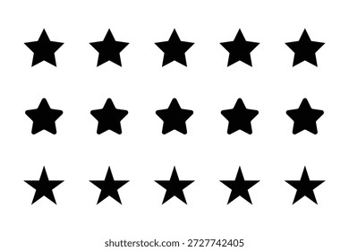 Surtido De Estrellas Negras De Cinco Puntos En Un Patrón De Cuadrícula Para Elementos De Calificación Y Diseño.