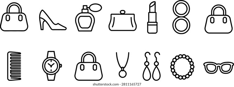 Assortment of black and white line for women's fashion accessories and beauty products accessory