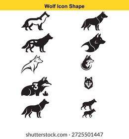 Surtido de siluetas de lobo negro y en varias poses y estilos Palabras claves lobo, silhouette.eps
