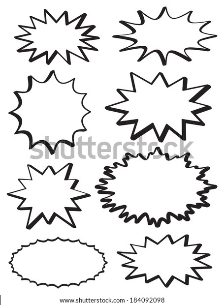 Assortment Blank Starbursts Various Shapes Sizes Stock Vector (Royalty Free) 184092098