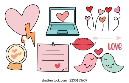 Assortment of colorful elements ready for valentine's day