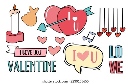 Assortment of colorful elements ready for valentine's day