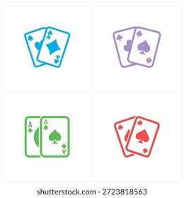 Se muestra una variedad de coloridas cartas de juego con varios palos y números de cartas.