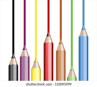 Assortment of coloured pencils   on white background