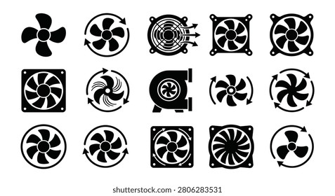 Assortment Of Computer Cooling Fans In Black Silhouette