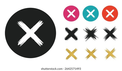 An assortment of cross marks with different backgrounds and colors for various designs
