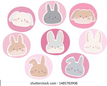 Assortment of cute rabbit illustrations.