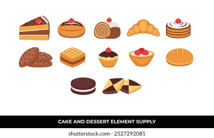 Assortment of delicious bakery items ideal for bakery shops, food blogs, recipe websites, confectionery advertisements, and dessert menus.