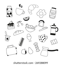  An assortment of delicious doodle of food for breakfast