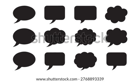 Assortment of different shaped conversation elements. Variety of message boxes. Blank spaces for your text.