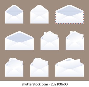 An assortment of envelopes and contents.