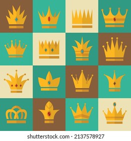 assortment fantastic crowns flat design vector