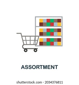 Assortment flat icon. Simple sign from procurement process collection. Creative Assortment icon illustration for web design, infographics and more