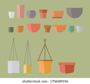 surtido de macetas de flores en diferentes formas y colores