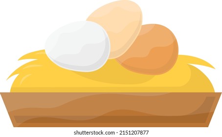 assortment of fresh eggs on nest Concept, Egg Collection vector color icon design, Poultry farming symbol, Meat or Eggs Production Sign, Protein and farmyard equipment stock illustration