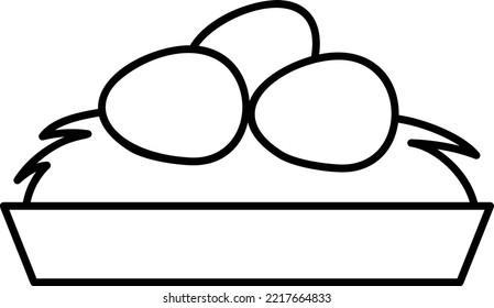 assortment of fresh eggs on nest Concept, Egg Collection vector outline icon design, Poultry farming symbol, Meat or Eggs Production Sign, Protein and farmyard equipment stock illustration