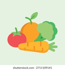 Assortment of Fresh Vegetables And Fruit On Light Green Background food healthy