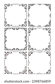 Assortment of hand drawn ornamental frames