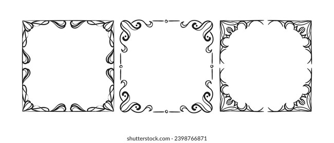 Assortment of hand drawn ornamental frames