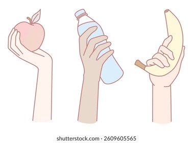 An assortment of healthy snacks and hydration options presented beautifully in a minimalist design style