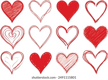 An assortment of heart-shaped vectors