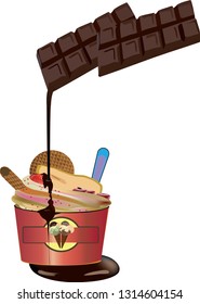 assortment of ice cream with chocolate