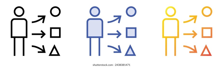 icono de surtido. Diseño de estilo de relleno lineal, azul y degradado aislado sobre fondo blanco