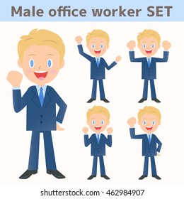 Assortment of male company employee about the guts pose