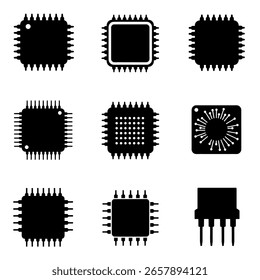 Assortment of modern computer microchips representing tech innovation and digital advancements