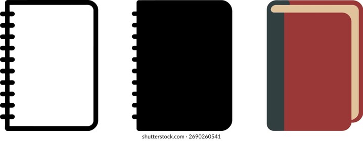 Assortment of notebooks and books for learning writing reading and creativity vector illustration