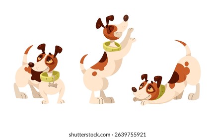 An assortment of Playful Cartoon Dogs depicted in Various Fun and Dynamic Poses and Actions