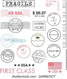 An assortment of postage elements in vector format
