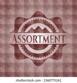 Assortment red badge with geometric background. Seamless.